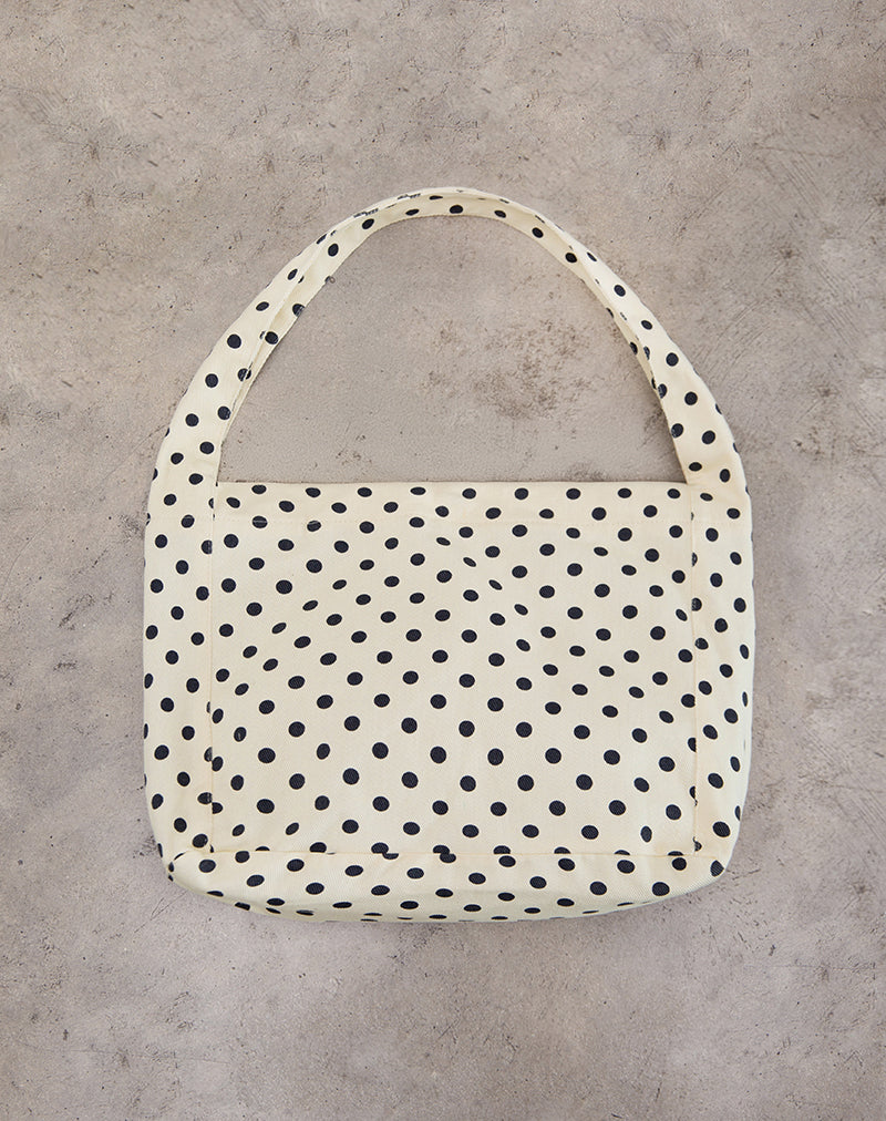 Sota Polka Twill Tasche in Weiß und Schwarz
