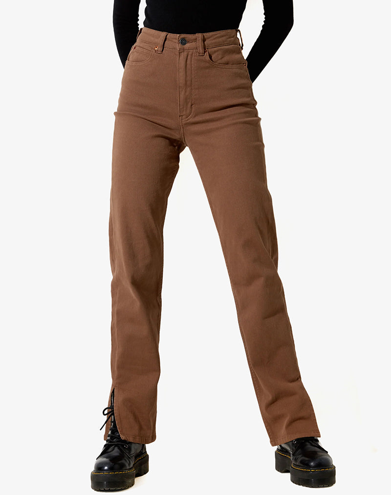 Straight Leg Jeans in sattem Braun