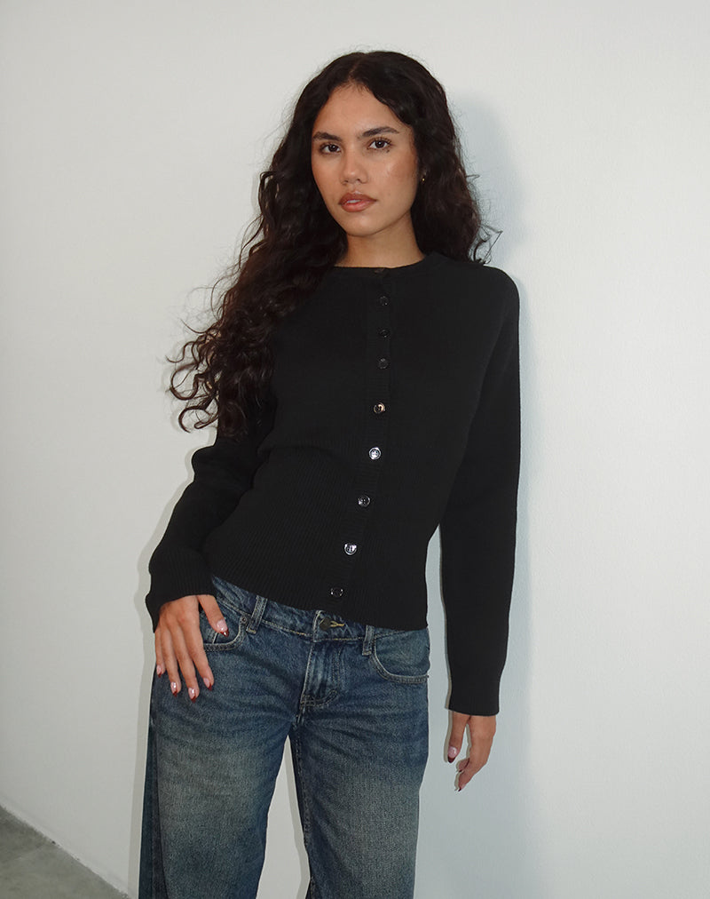 Subra Langärmelige Strickjacke in Schwarz