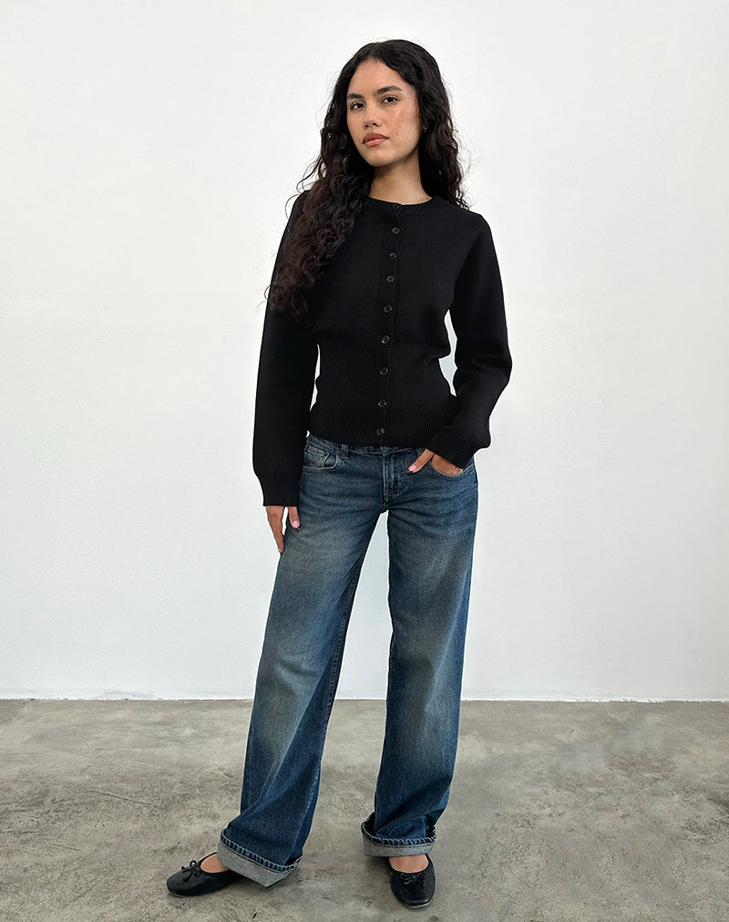 Subra Langärmelige Strickjacke in Schwarz