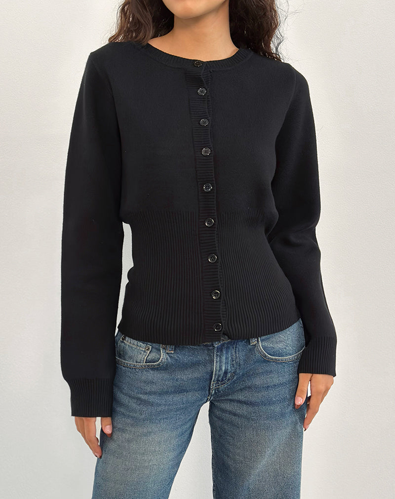 Image of Subra Langarm-Strickjacke in Schwarz