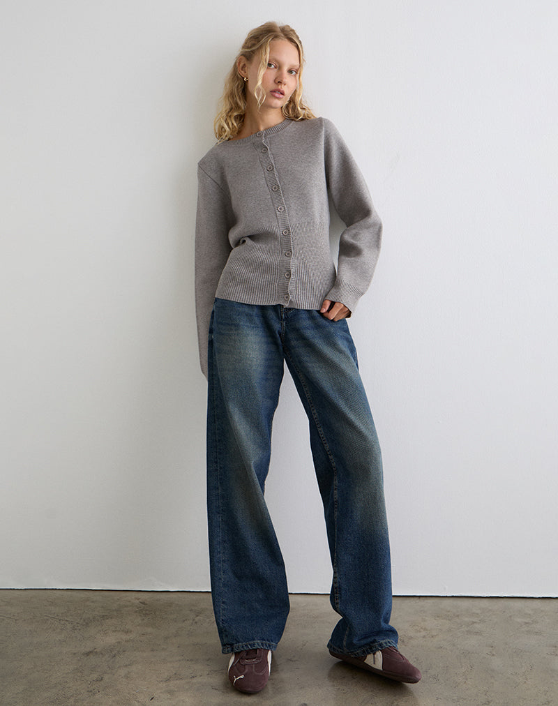Image of Subra Langarm-Strickjacke in Grau