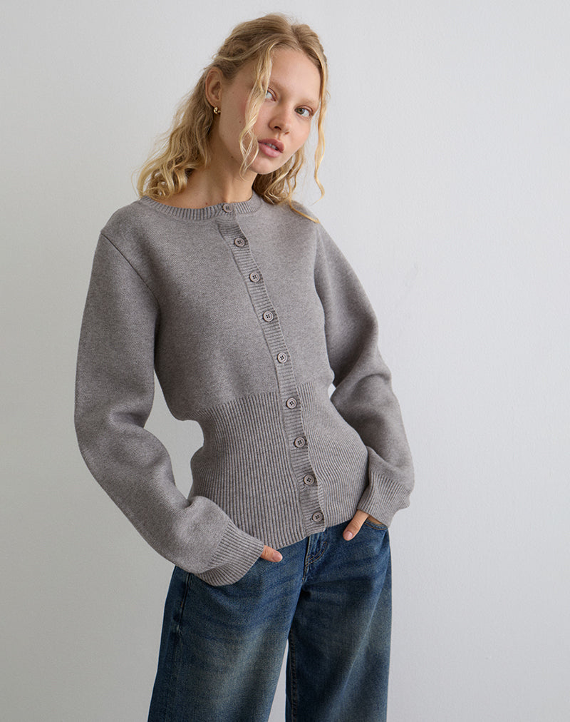 Subra Langärmelige Strickjacke in Grau