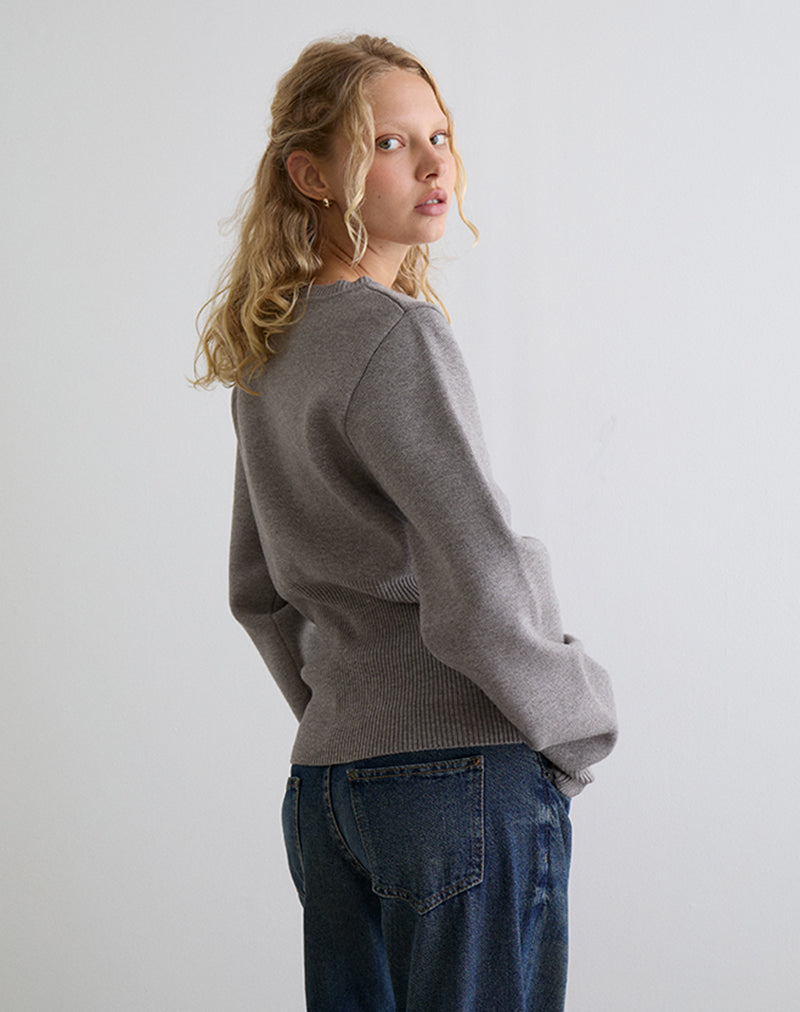 Image of Subra Langarm-Strickjacke in Grau