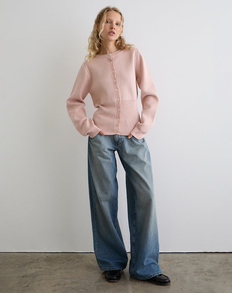 Image of Subra Langarm-Strickjacke in Rosa