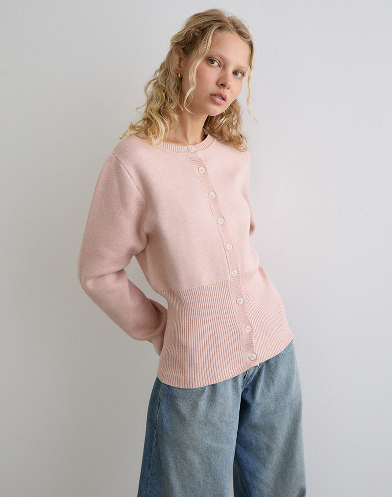 Image of Subra Langarm-Strickjacke in Rosa