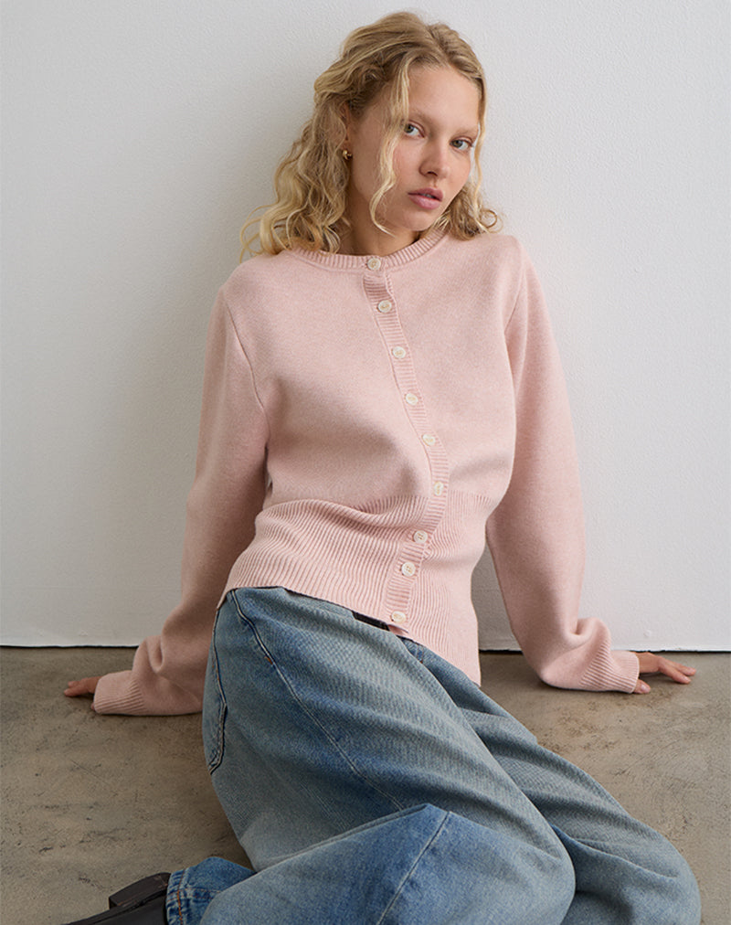 Subra Langärmelige Strickjacke in Rosa