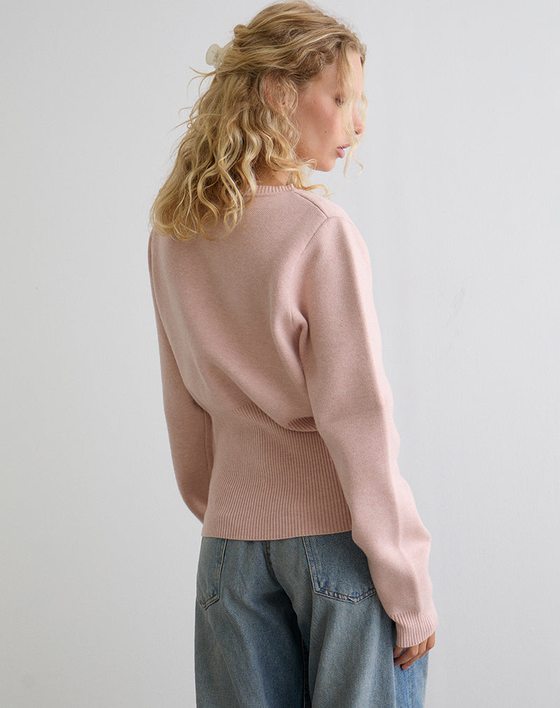 Image of Subra Langarm-Strickjacke in Rosa