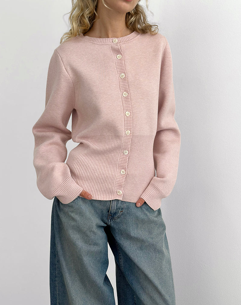 Image of Subra Langarm-Strickjacke in Rosa