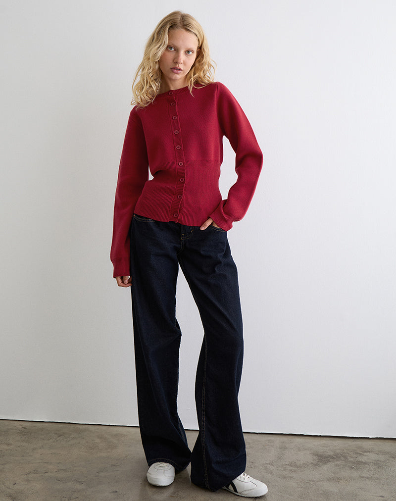 Image of Subra Langarm-Strickjacke in Rot