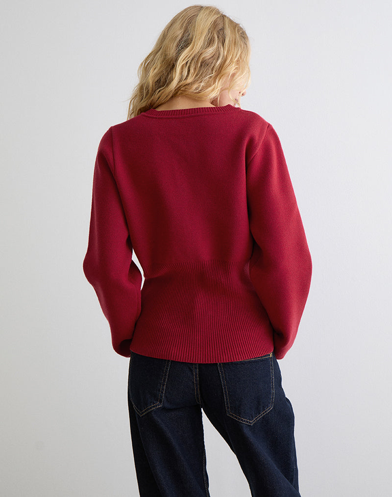 Image of Subra Langarm-Strickjacke in Rot