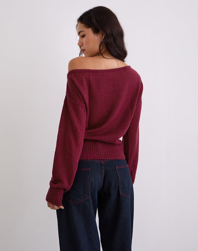Image of Suena Asymmetrischer Pullover in Wein