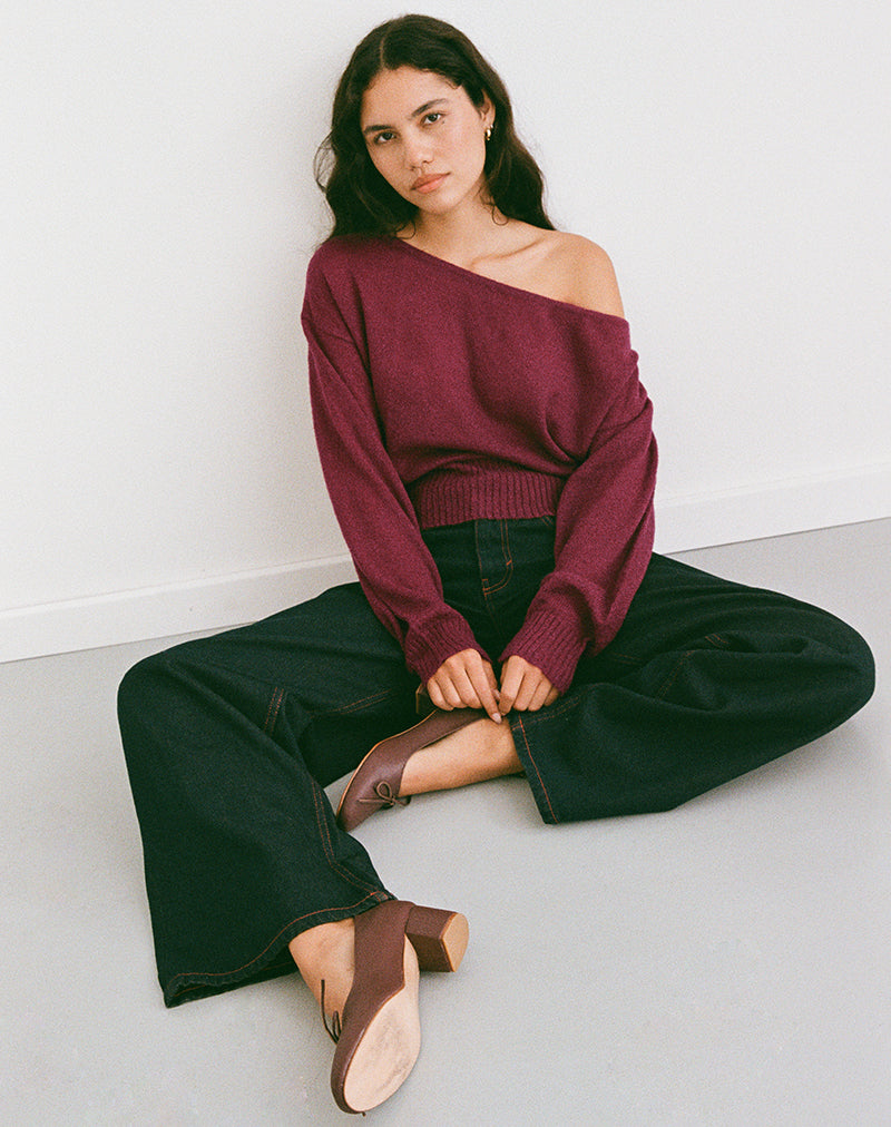 Image of Suena Asymmetrischer Pullover in Wein