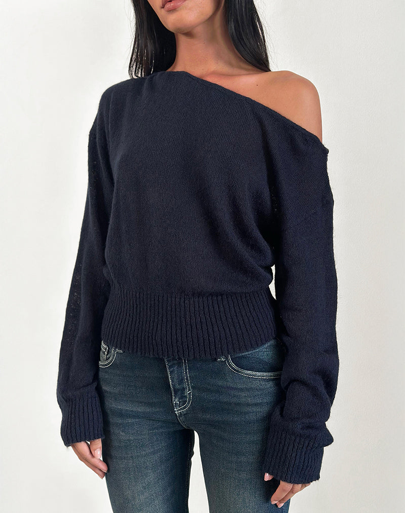 Suena Asymmetrischer Pullover in Marineblau