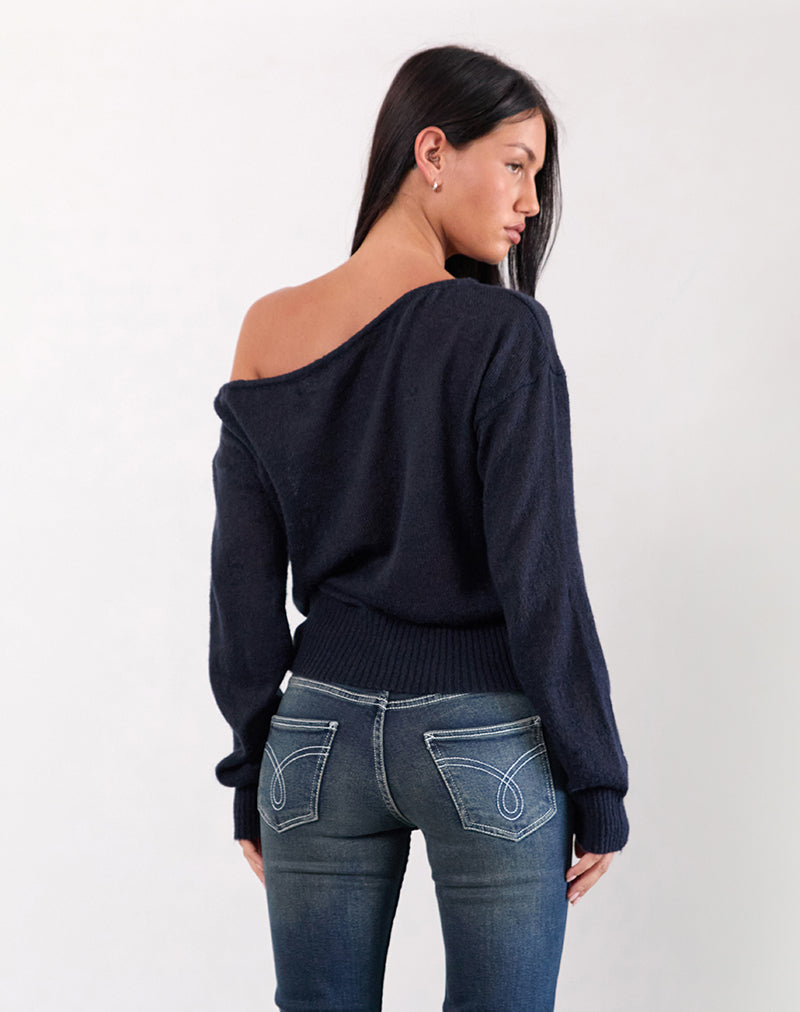 Suena Asymmetrischer Pullover in Marineblau