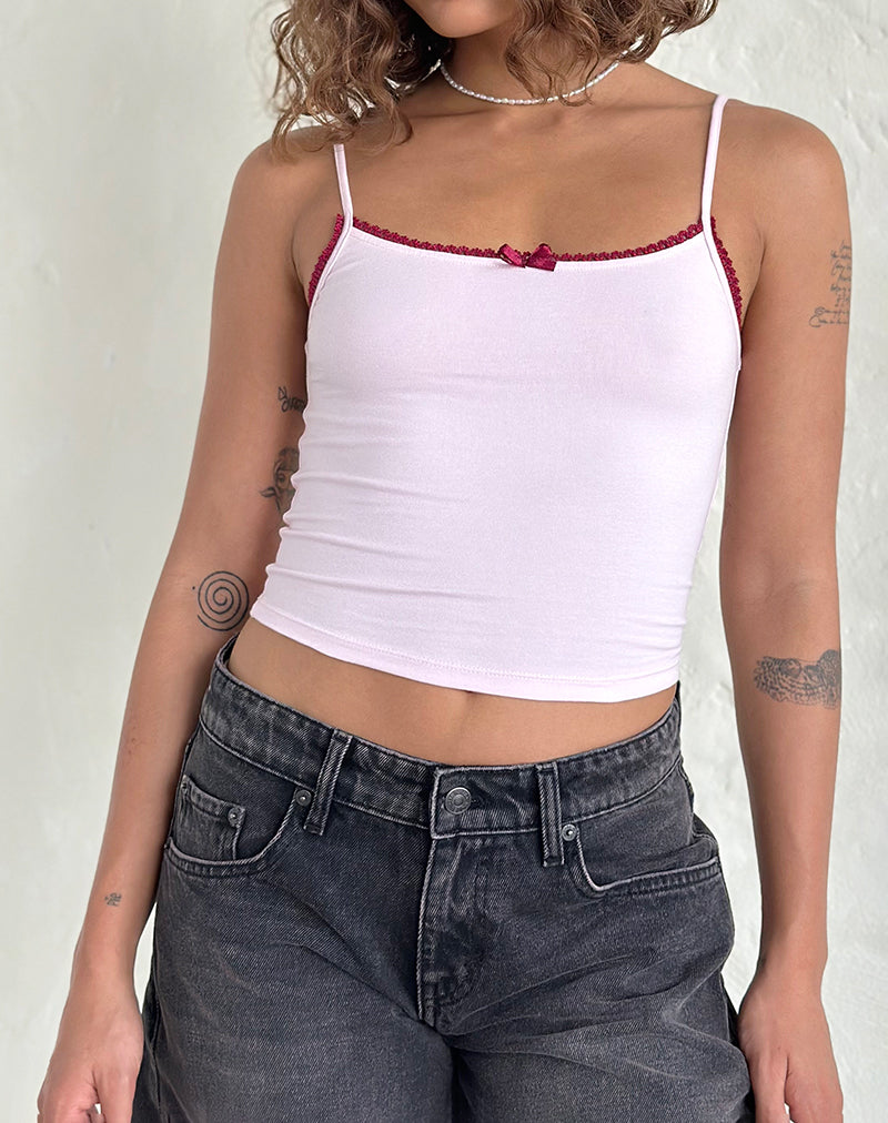 Bild von Suna Vest Top in Hellrosa mit burgunderrotem Rand