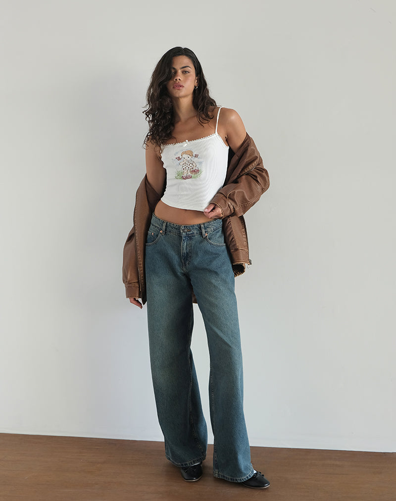 Bild von Suna Vest Top in Little Girl Motiv Weiß