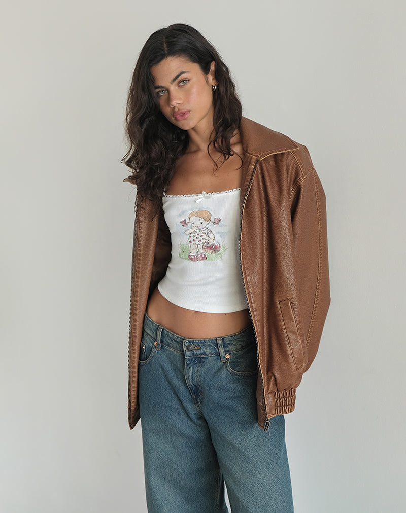 Bild von Suna Vest Top in Little Girl Motiv Weiß