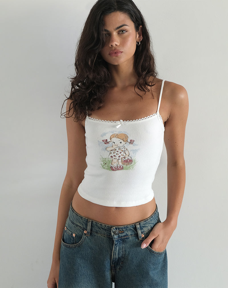 Bild von Suna Vest Top in Little Girl Motiv Weiß