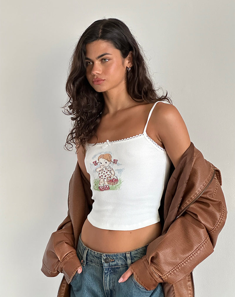 Bild von Suna Vest Top in Little Girl Motiv Weiß