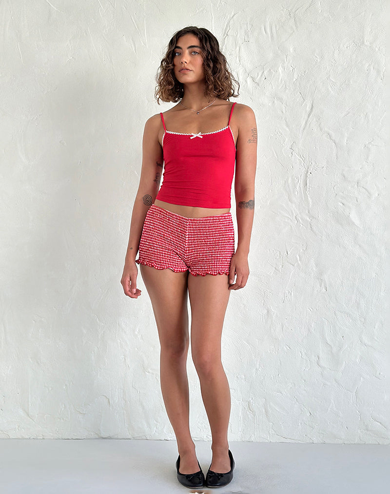 Bild von Suna Vest Top in Tango Rot mit elfenbeinfarbener Zierleiste