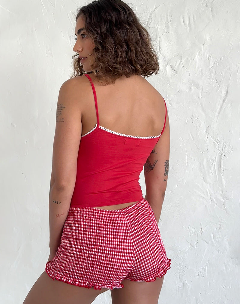 Bild von Suna Vest Top in Tango Rot mit elfenbeinfarbener Zierleiste