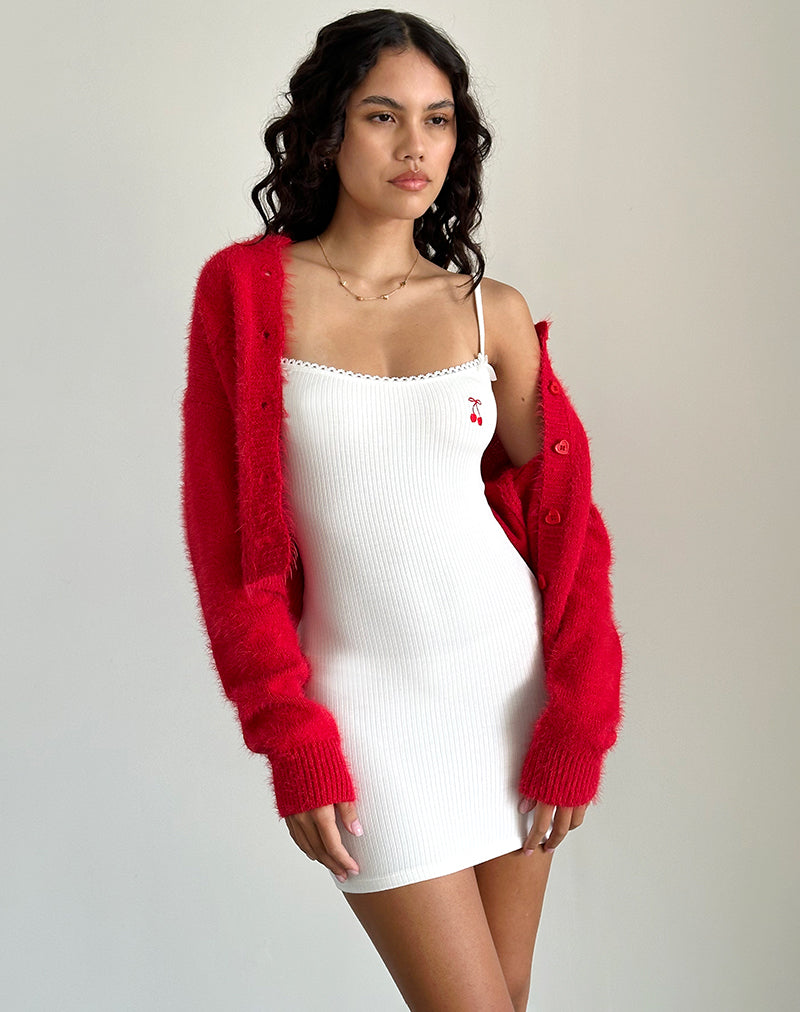 Image of Sunali Minikleid in Off-White mit Kirschen-Emblem