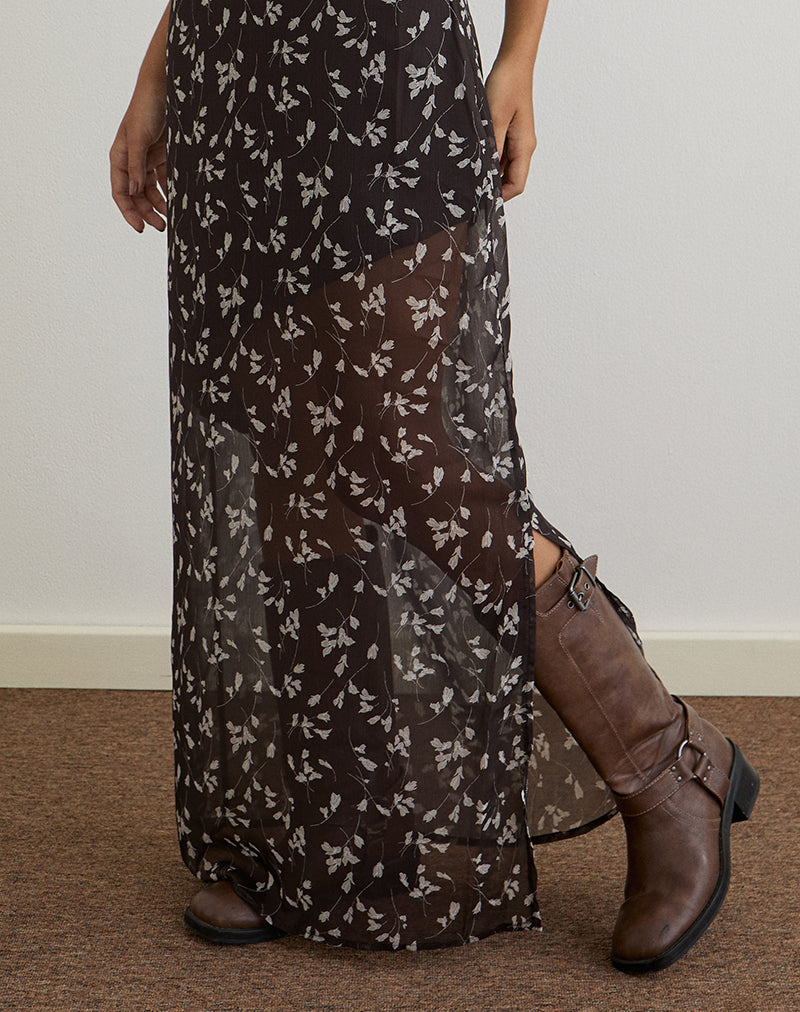Image of Sunita Maxikleid aus Blumenchiffon Braun