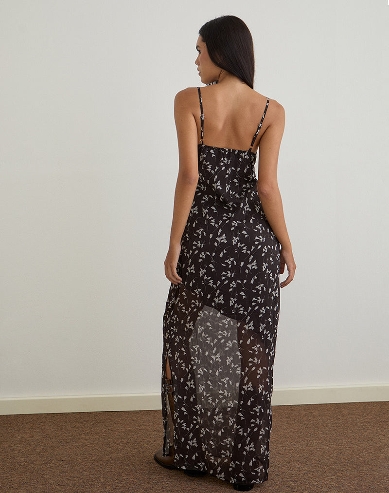 Image of Sunita Maxikleid aus Blumenchiffon Braun
