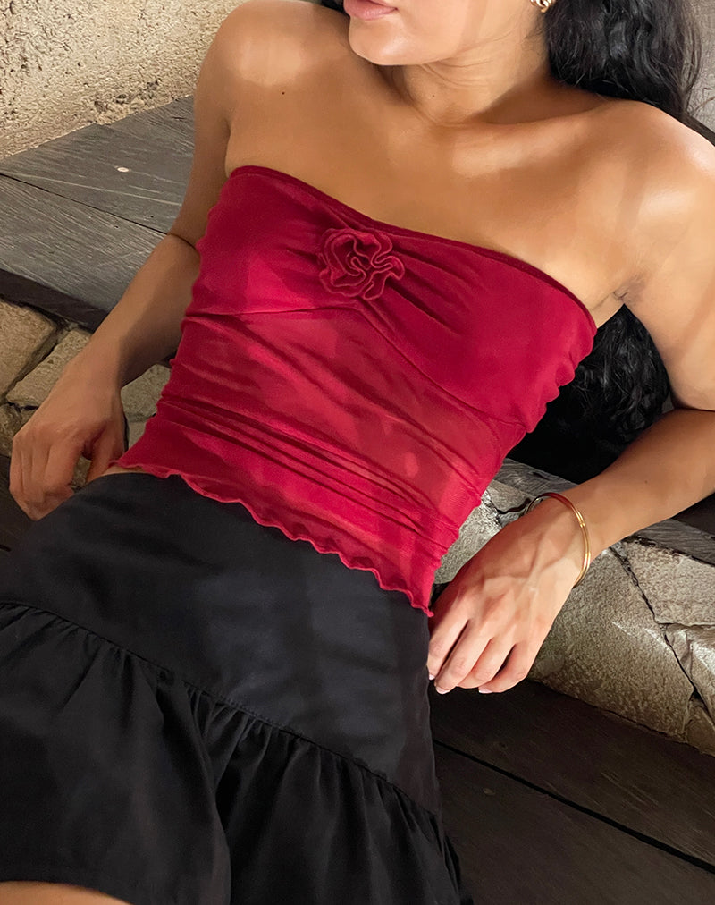 Sunniva Bandeau-Top in Kirsche Mesh