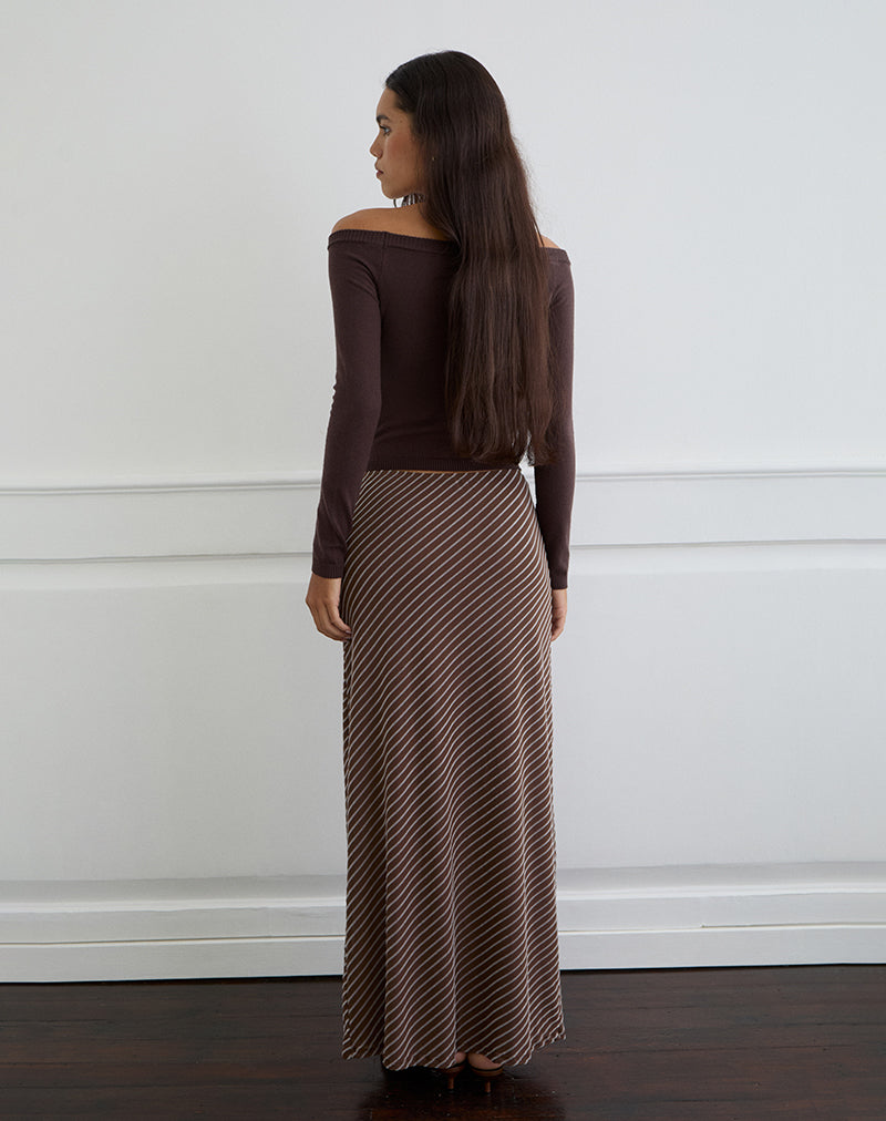 Image of Surina Maxirock aus diagonal gestreiftem Flock in Braun und Creme