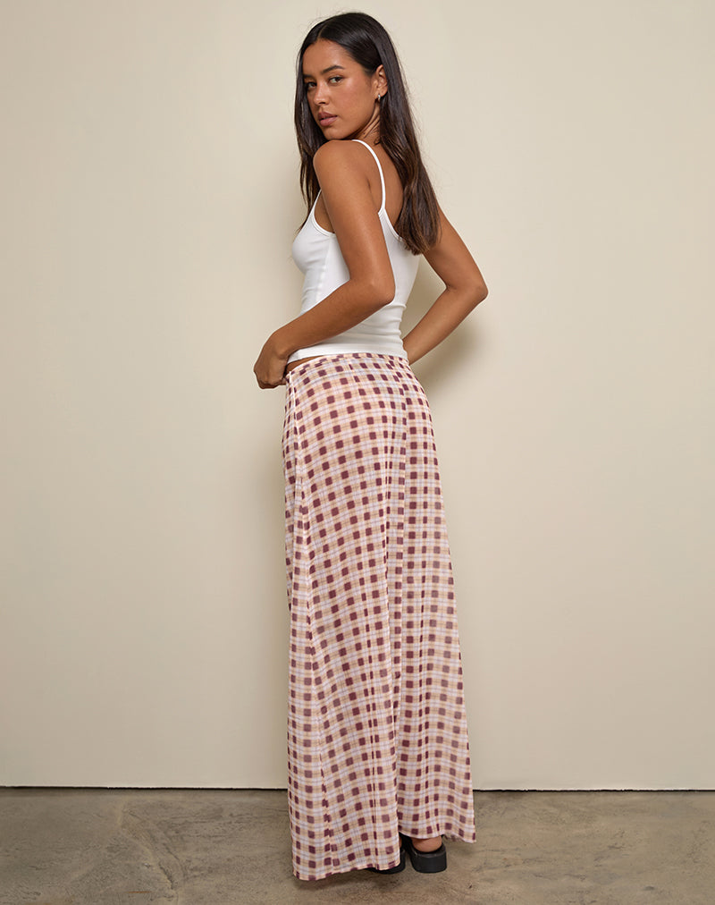 Image of Surina Maxirock aus Chiffon mit verschwommenem Karo Pfirsich