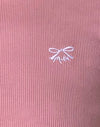 Flamingo Rosa mit weißer Schleifenstickerei
