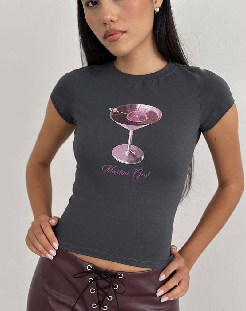 Bild von Sutin Tee in Beluga Grau mit Martini Girl Grafik