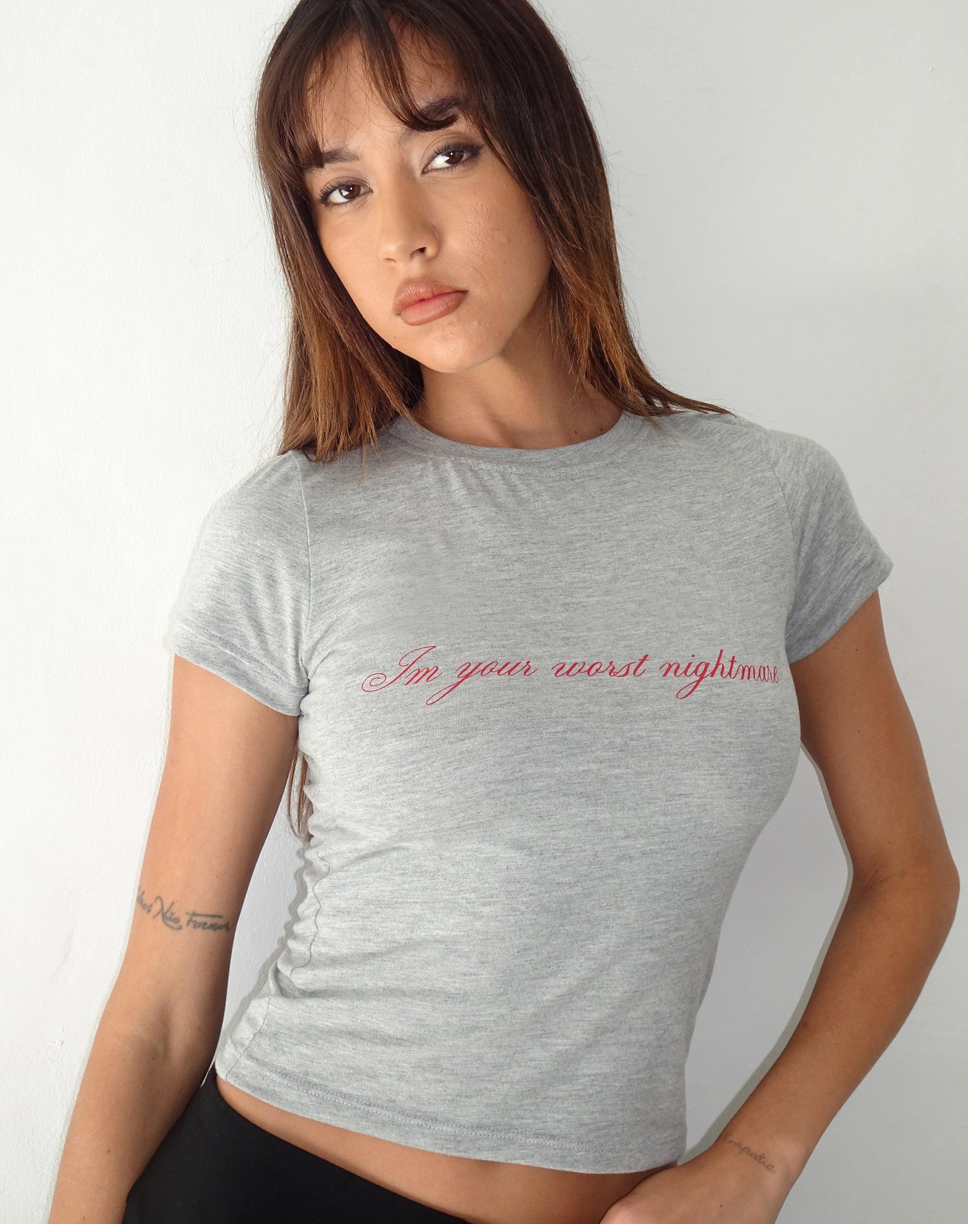 Image of Sutin Tee in Grau meliert mit Worst Nightmare Grafik