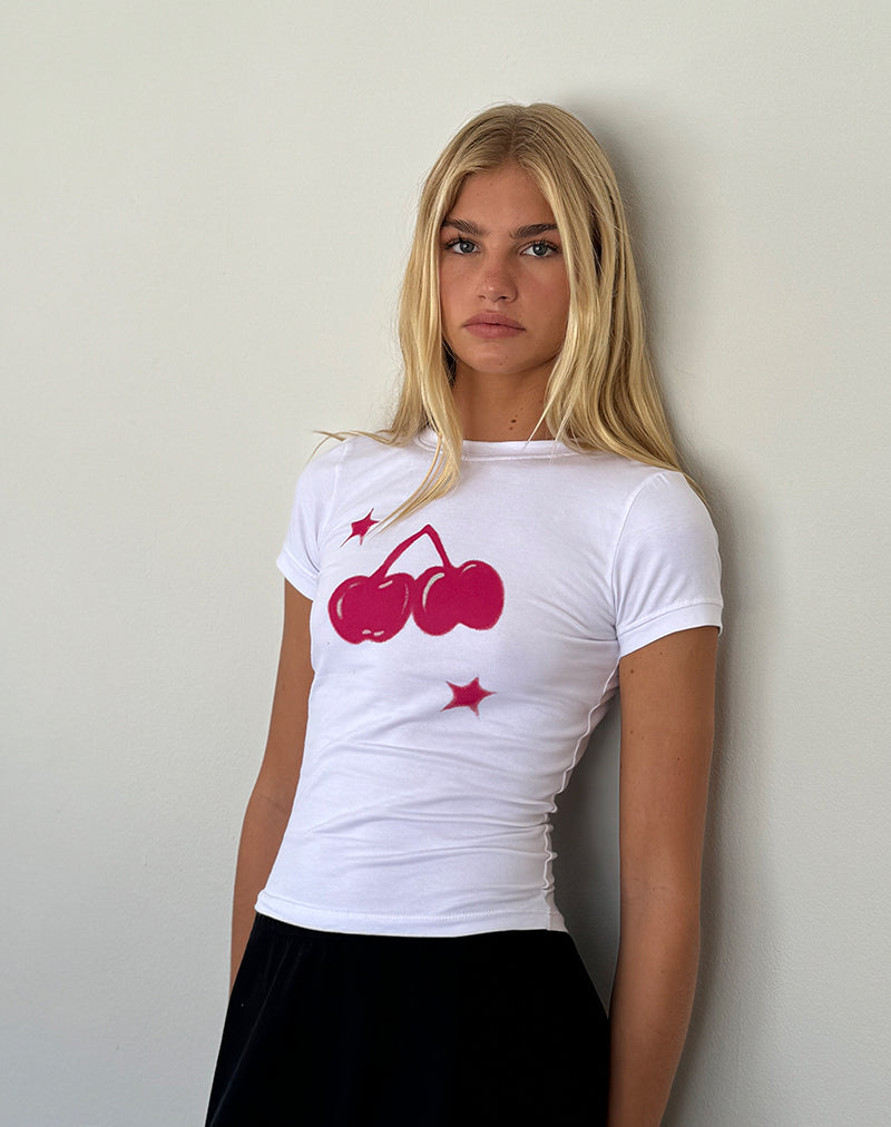 Sutin Baby Tee in weißer Kirsche drucken