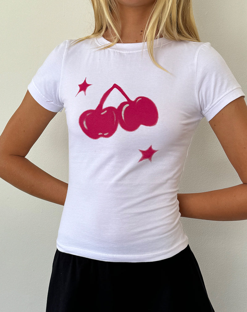 Sutin Baby Tee in weißer Kirsche drucken