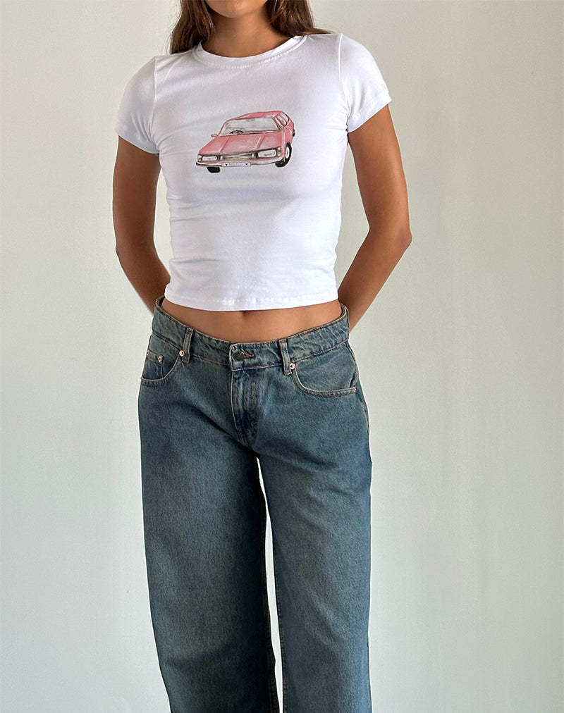 Bild von Sutin Tee in Weiß mit Scribble Car Grafik