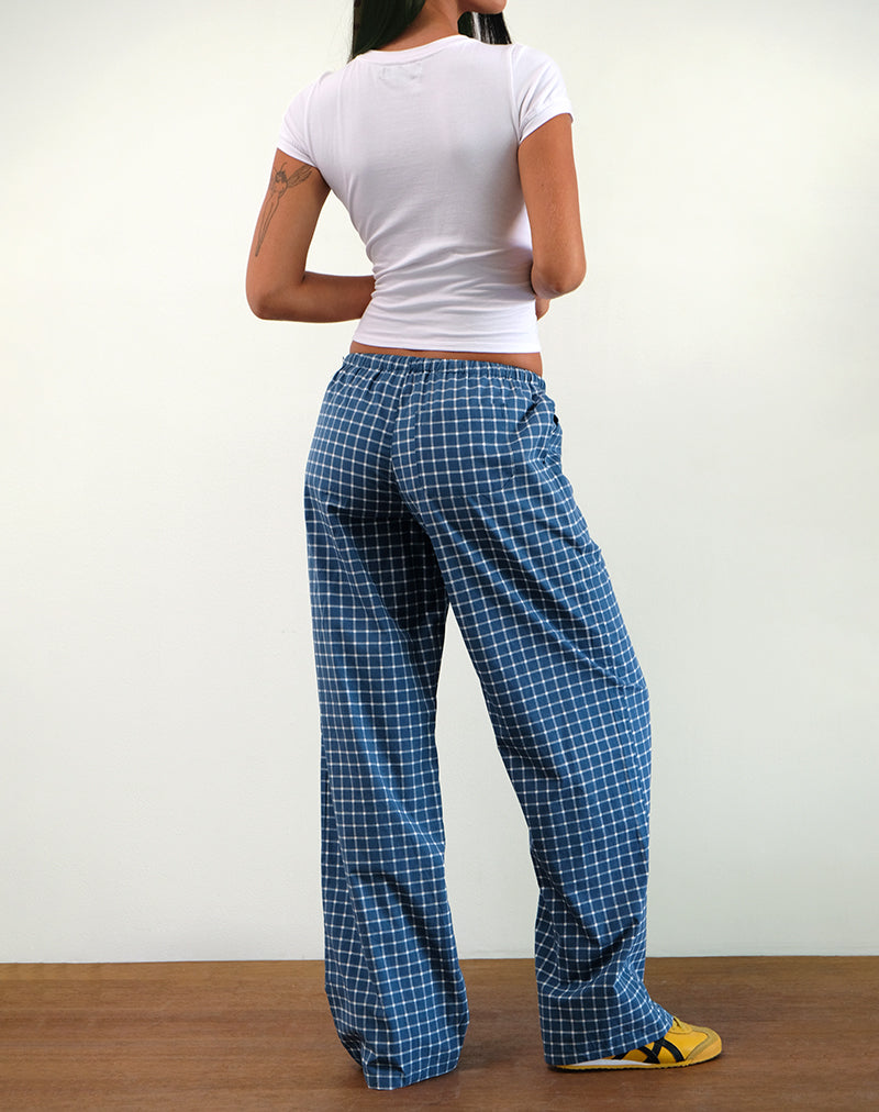Image of Lirura Low Rise Hose in Navy Tartan Popeline