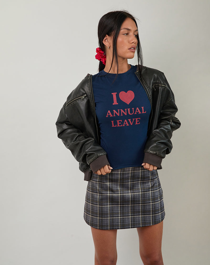 Sutin Tee in Navy mit roter I Love Annual Leave Grafik