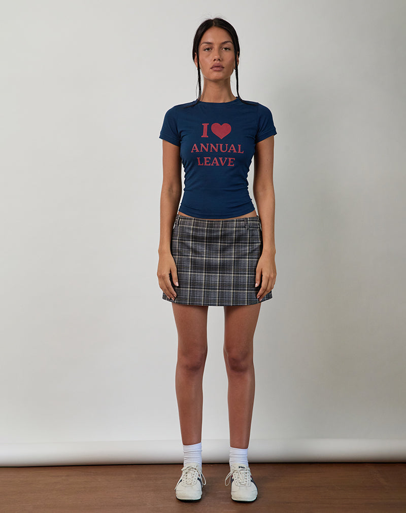 Bild von Sutin Tee in Navy mit roter I Love Annual Leave Grafik