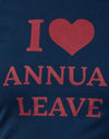 Marineblau mit roter I Love Annual Leave Grafik