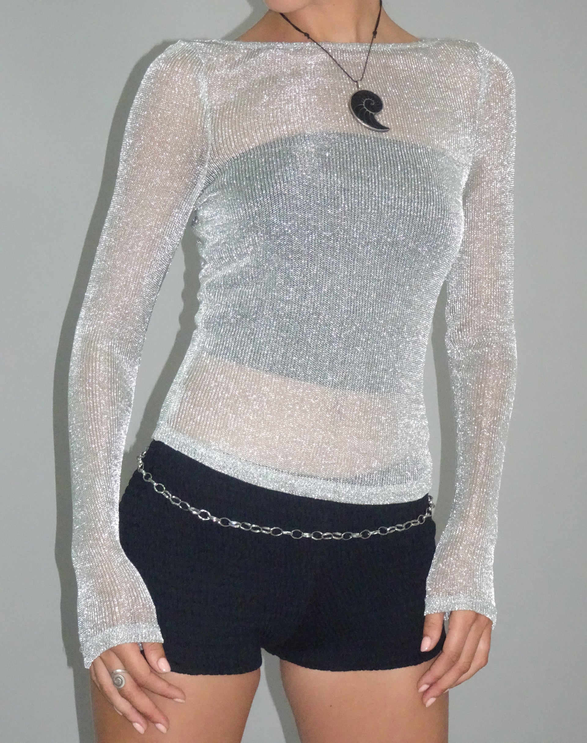 Image of Suzette Langärmeliges Top aus Silberkette