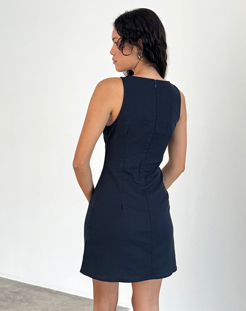 Image of Sveta Ärmelloses Minikleid aus Leinen Tapshoe Schwarz
