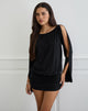 Image of Sybe Cut Batwing Sleeve Mini Dress in Schwarz