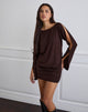 Image of Sybe Langärmeliges Minikleid in Bitterschokolade