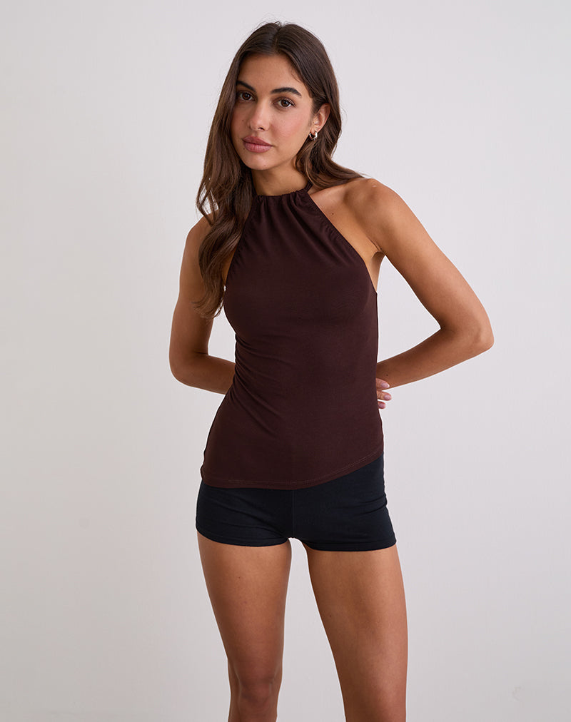 Image Sadra Neckholder-Top aus Rayon Jersey Bitter Chocolate