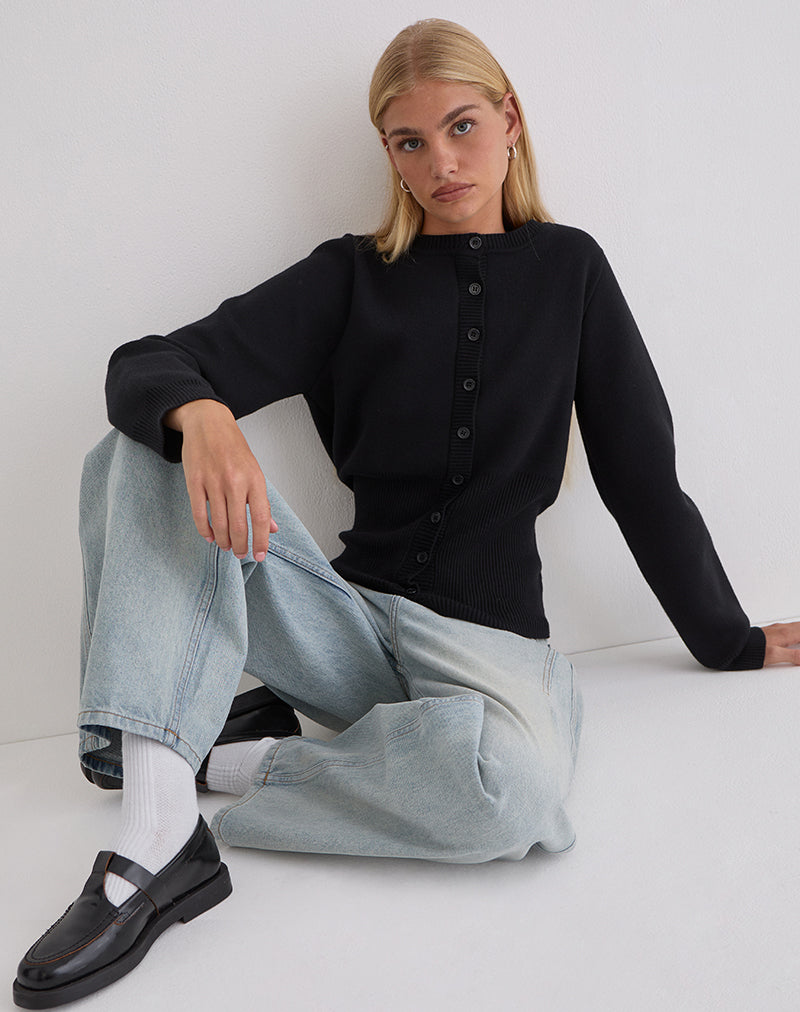 Subra Langärmelige Strickjacke in Schwarz