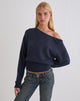 Image of Suena Asymmetrischer Pullover in Marineblau