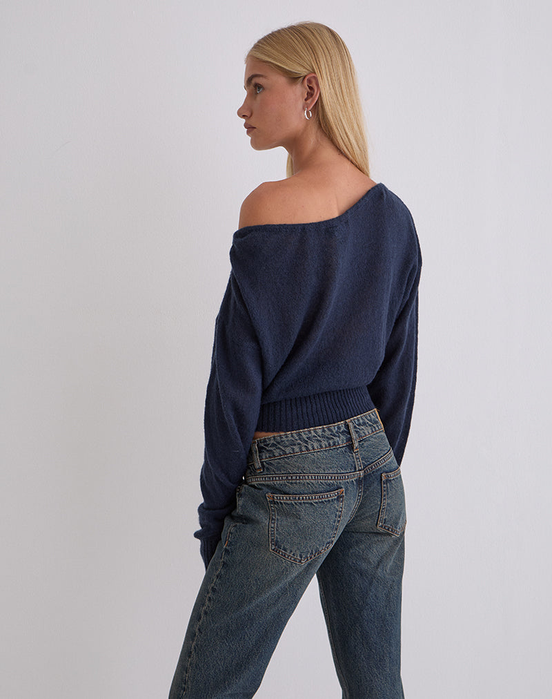 Image of Suena Asymmetrischer Pullover in Marineblau